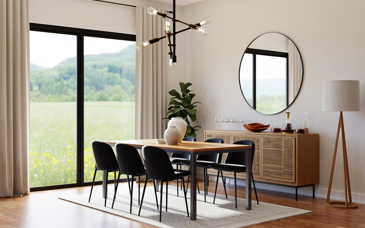 modern black and white dining room