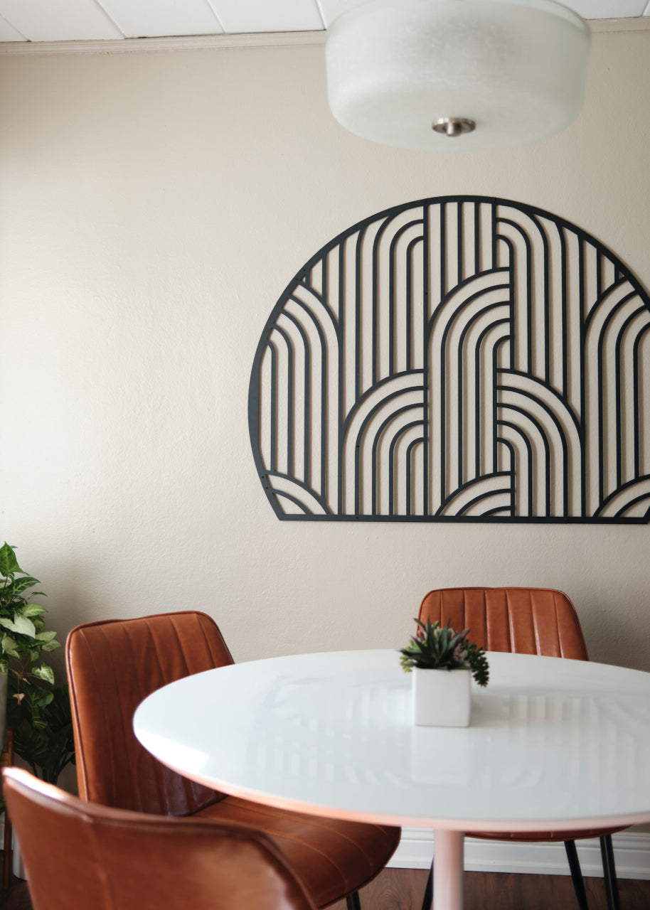 modern art in dining room