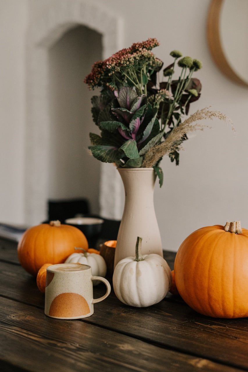 pumpkins and fall flowers