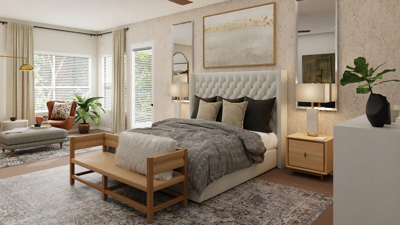 warm modern and romantic bedroom