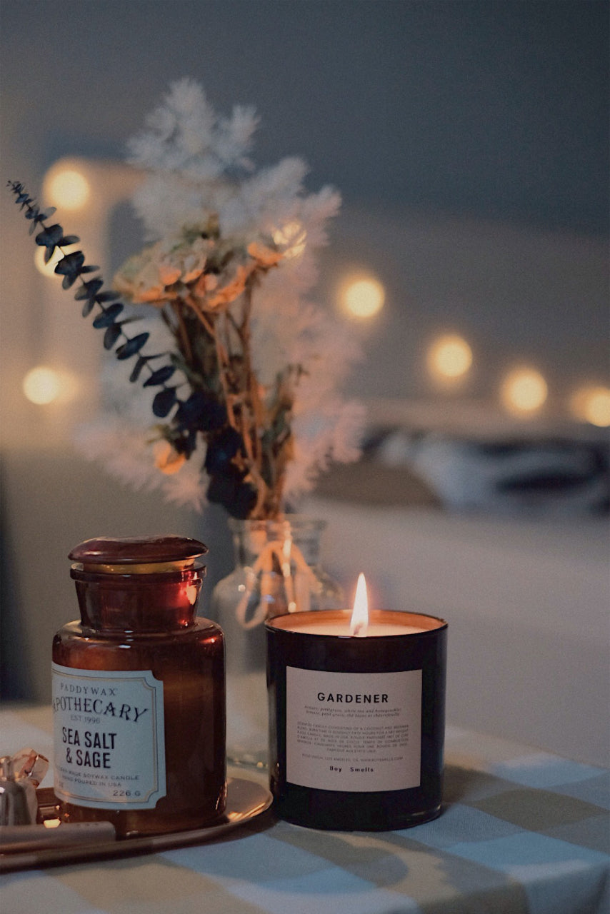 romantic candles in a bedroom
