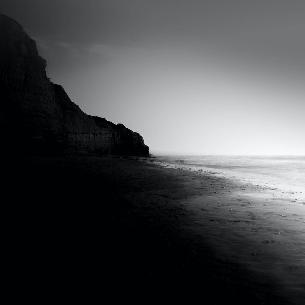 Night on the beach in black and white