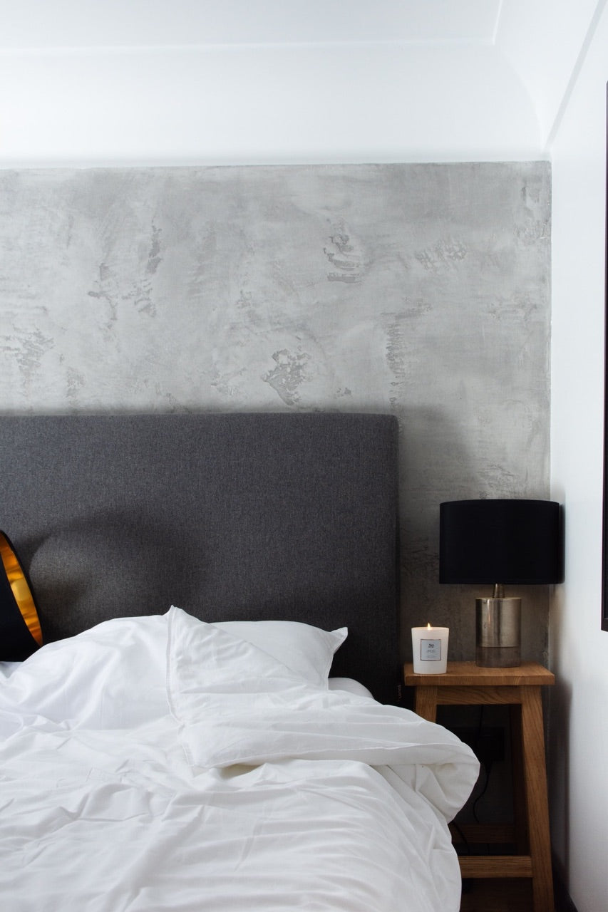 textured gray bedroom wall