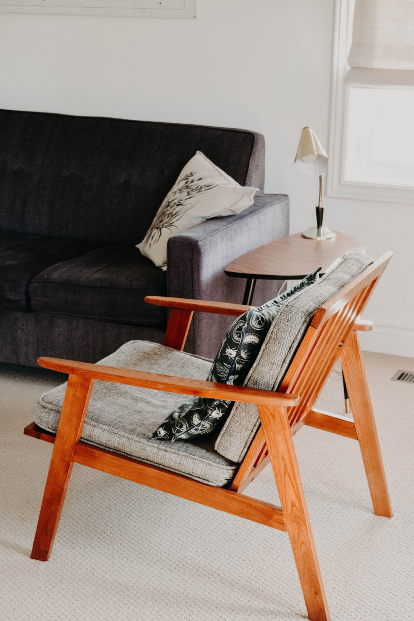 wooden accent chair in living room