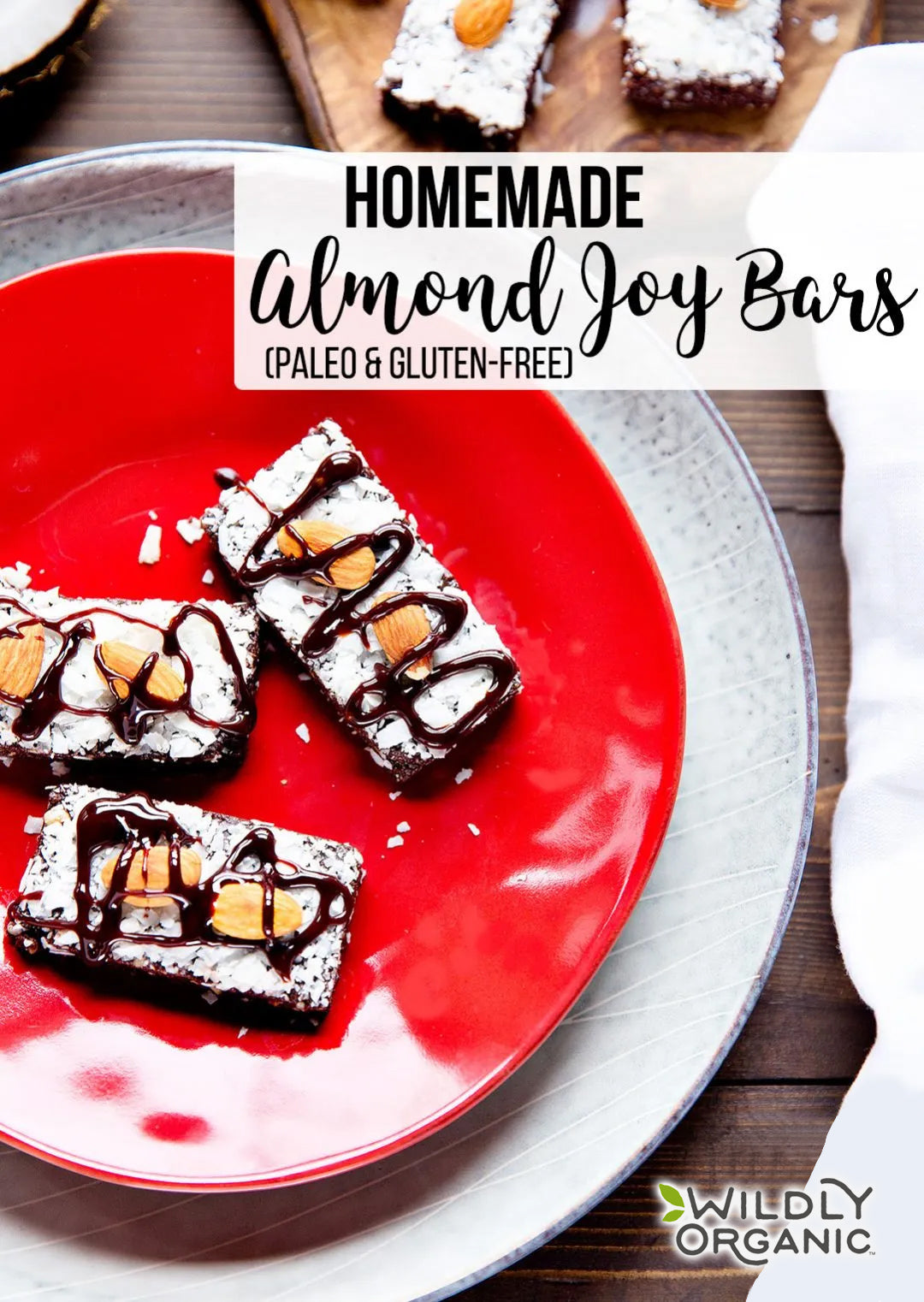 Homemade Almond Joy Bars (Paleo & Gluten-Free) | After several yummy failures, I figured out a delicious concoction that satisfies on all levels. These Paleo Almond Joy Bars are full of flavor and have the same texture as the commercial bars -- without the unhealthy refined sugars. | WildernessFamilyNaturals.com