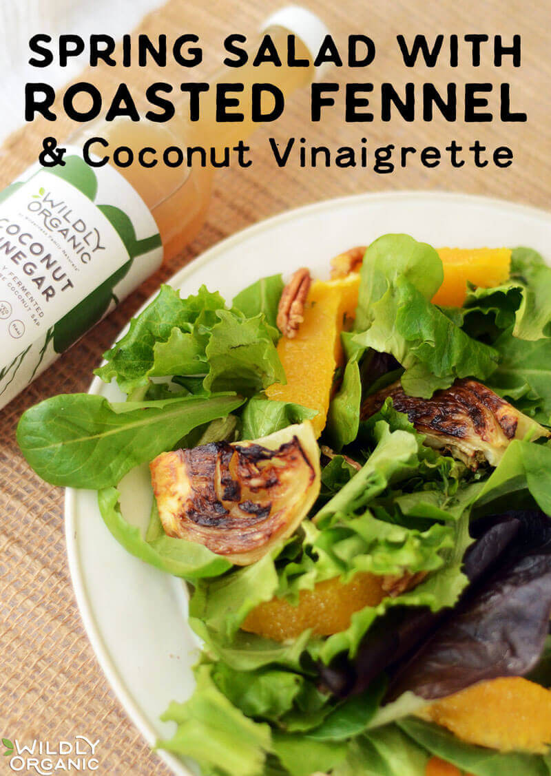 Now that Spring is here, there is such an exciting variety of fresh produce to add to salads! Like this Spring Salad With Roasted Fennel and a sweet-tart coconut vinaigrette! Eat it as a nourishing side salad or top it with grilled chicken or fish for a complete salad meal!