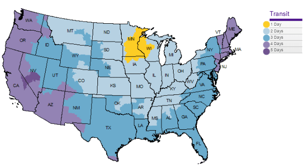 FedEx Delivery Area Map