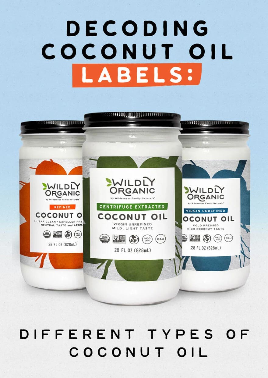 Three different types of coconut oil