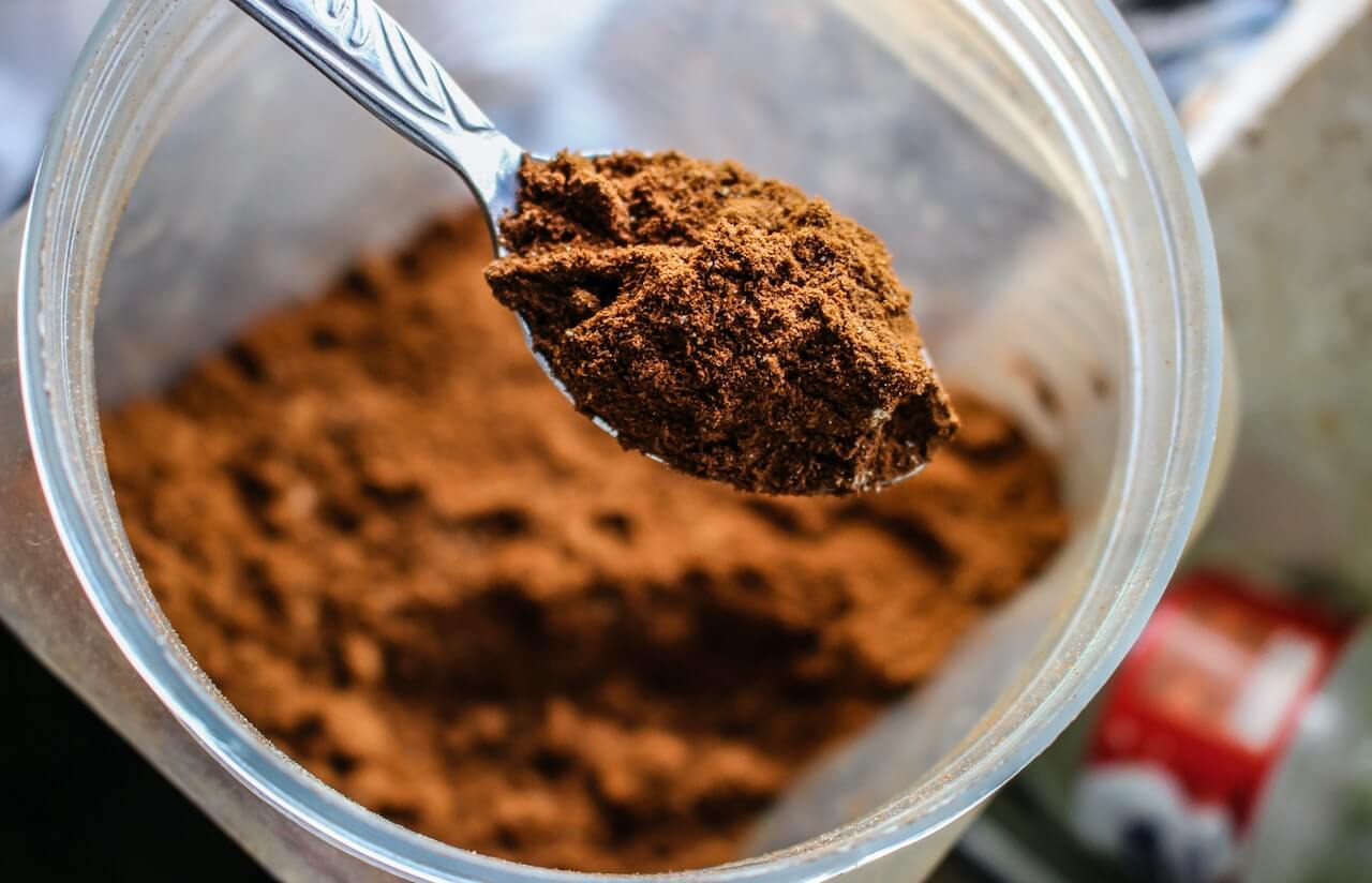 Spoonful of cacao powder