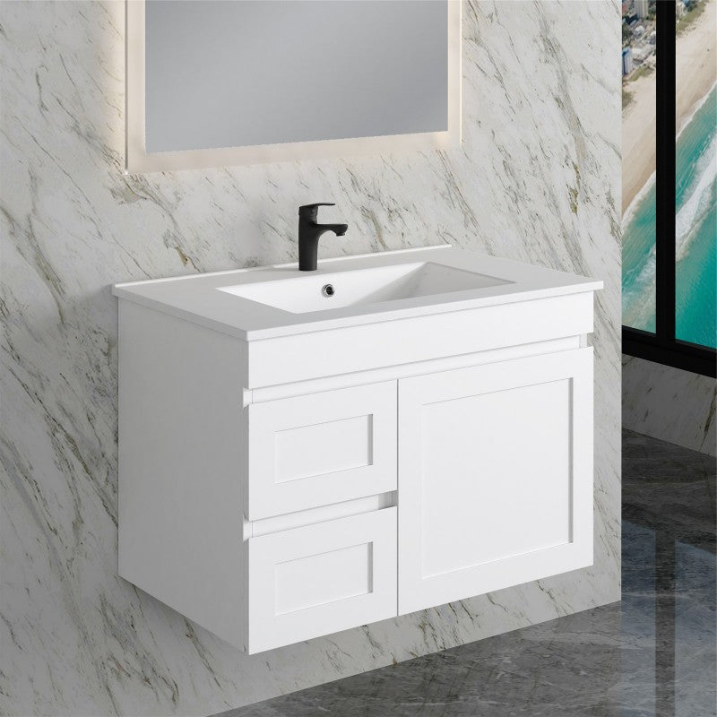 Miami 750 Matte White Wall Hung Vanity | Acqua Bathrooms