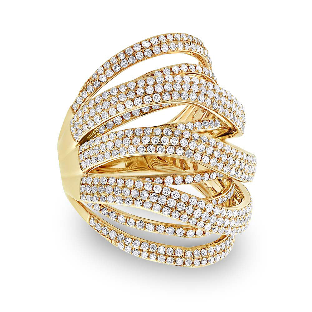 14 karat rose gold wide open multi band micro pave diamond ring ...