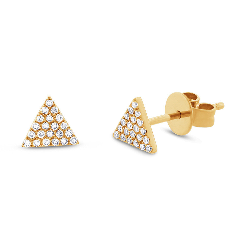 gold triangle stud earrings