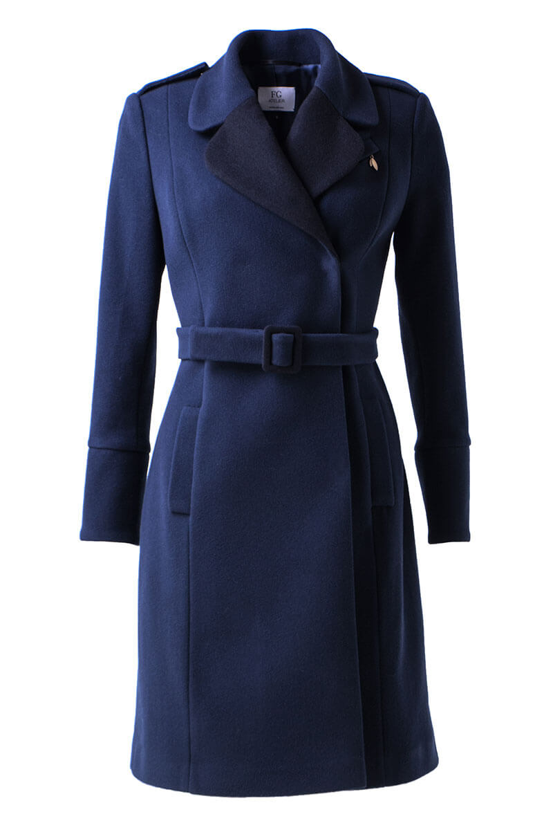 Belted blue wool coat | FG atelier