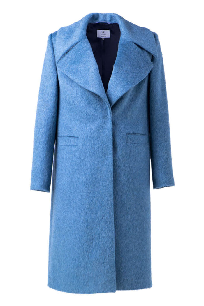 Reversible navy blue wool coat