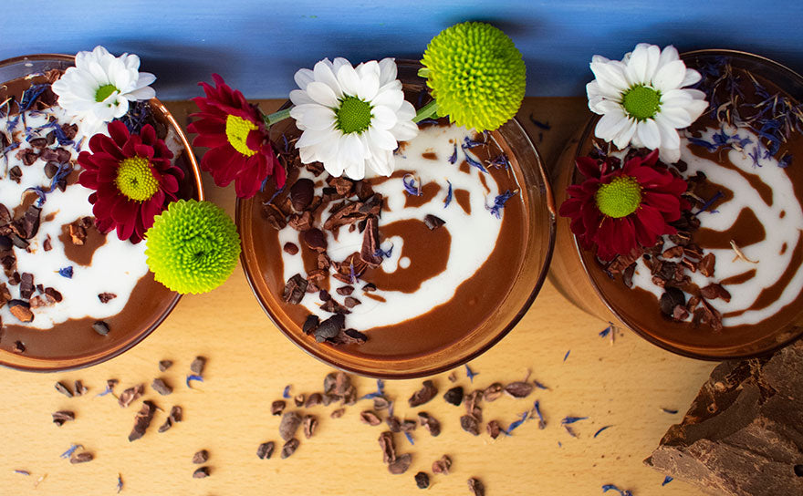 double cacao chia puddings