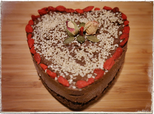 heart raw chocolate cake