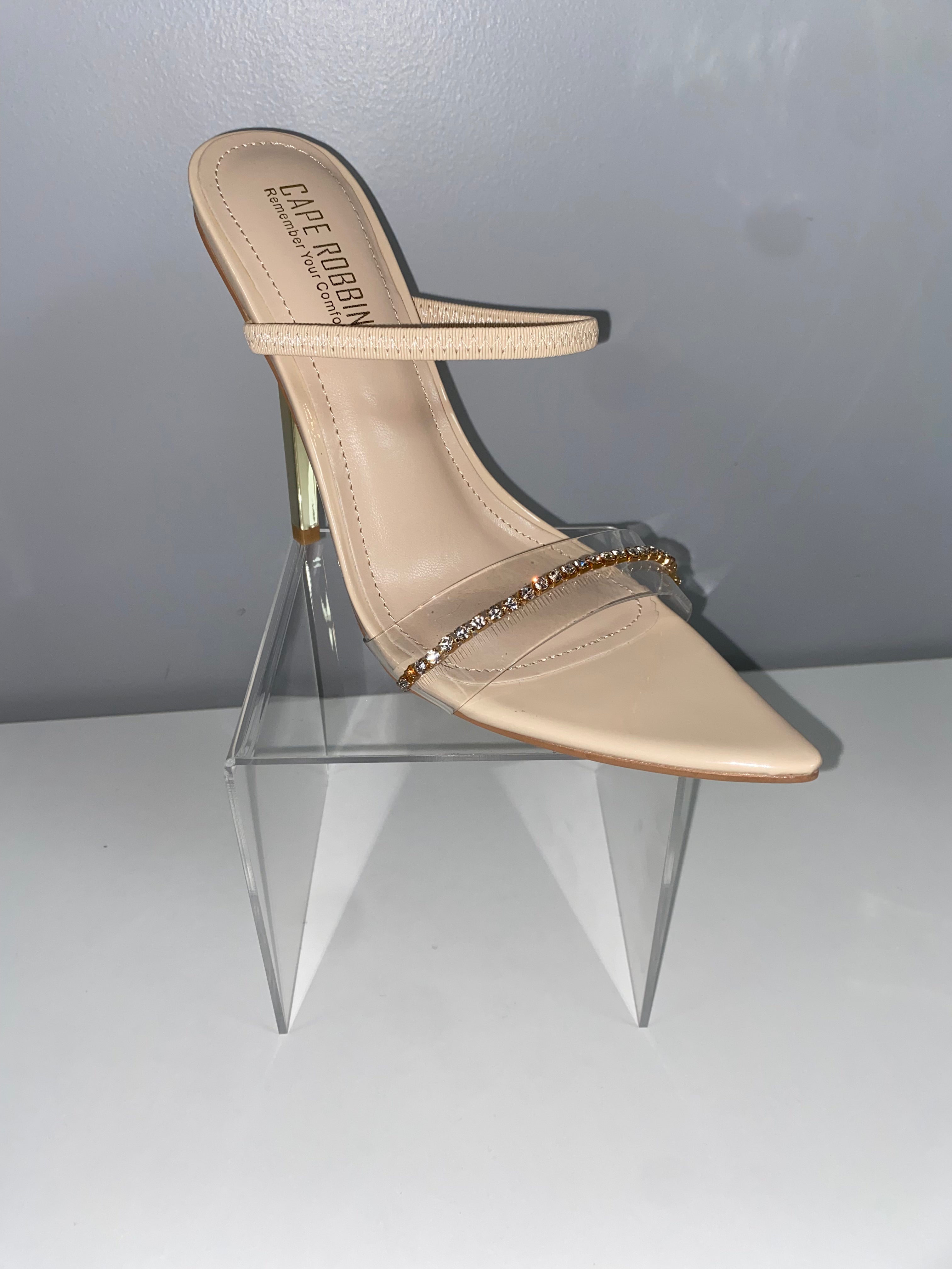 CR Clear Rhinestone Strap Heels