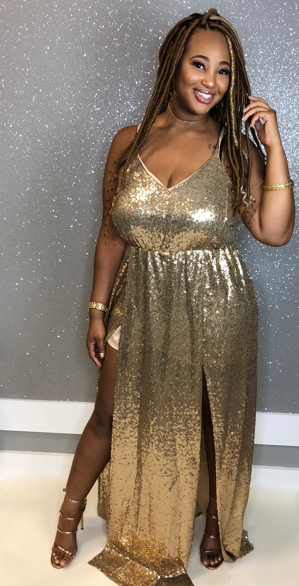 plus gold dress
