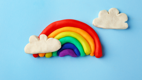 Rainbow themed party favour playdough diy party bags