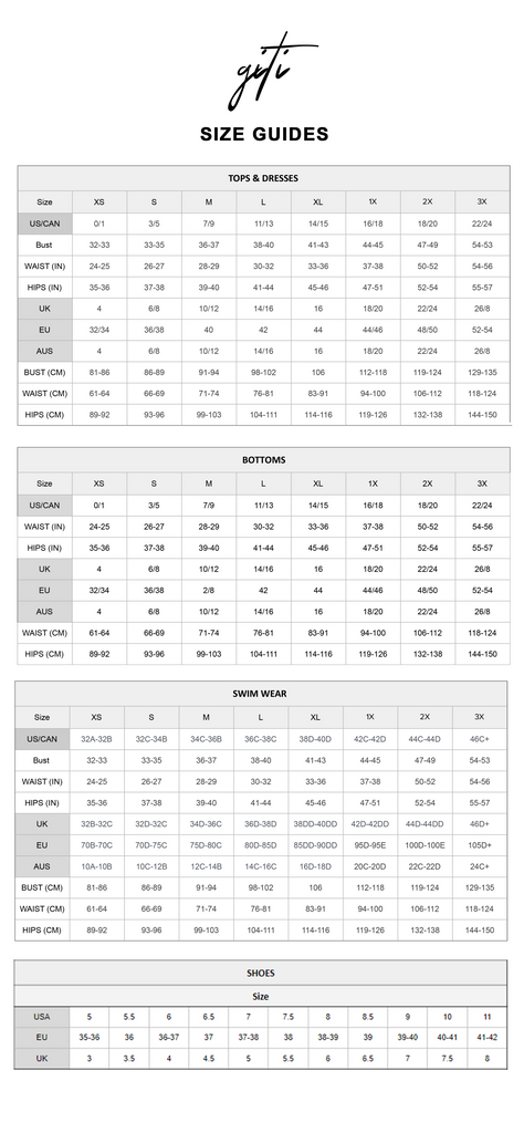 Size Chart GitiOnline