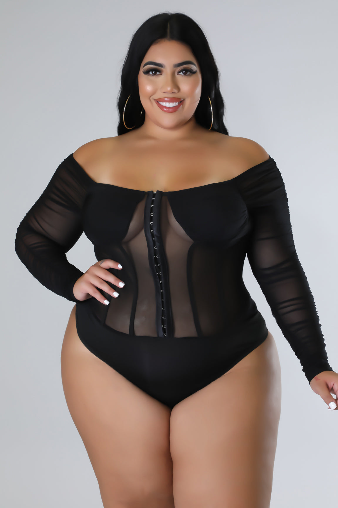 Emilia Black Plus Bodysuit, XL-3X