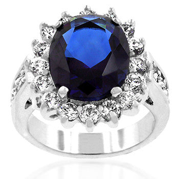Jewelry | Oval Sapphire Blue Crystal and Cubic Zirconia Ring Size 8 ...