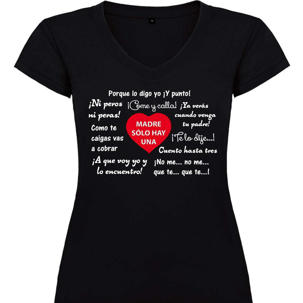 Camiseta mujer cuello pico - de madre. – Camisetas Albahaca