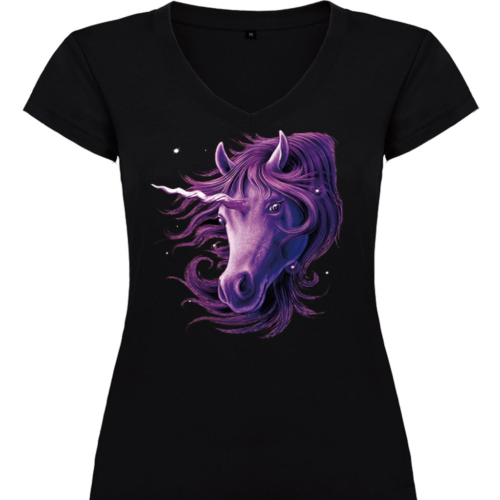 Camiseta mujer cuello pico - Unicornio. – Albahaca