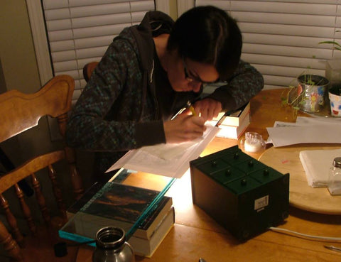 My makeshift light table in the early days