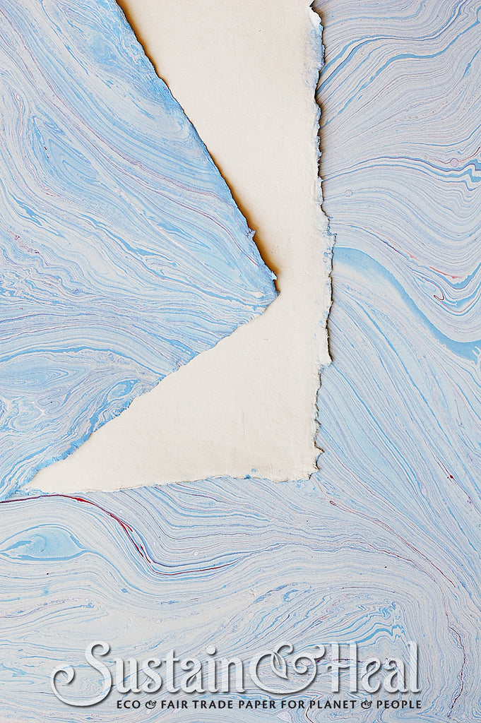 handmade light blue marble paper – De Milo Design Studio Letterpress