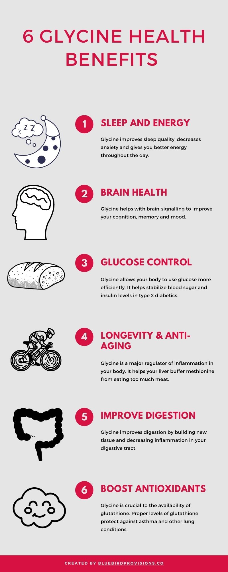 Glycine health benefits infographic