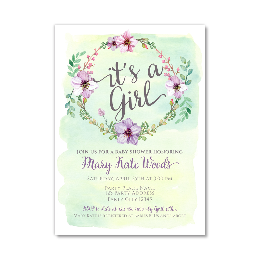 Mint Green And Lavender Baby Shower Invitation Bash Designs