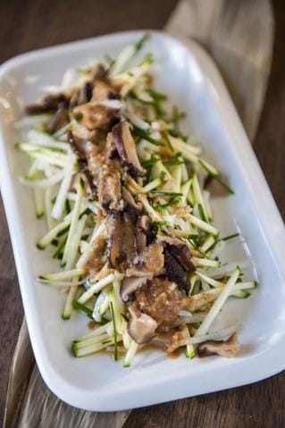 Zucchini with shiitake mushroom topping