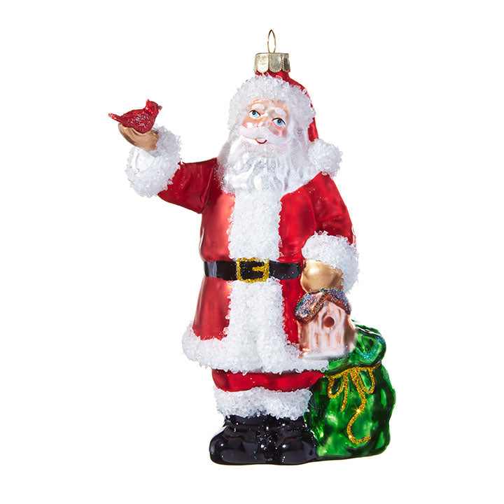 Santa with Cardinal Ornament