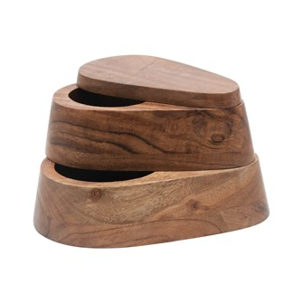 Acacia Wood 2-Tier Salt & Pepper Dish with Lid