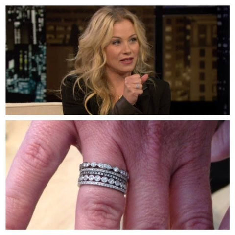 Christina Applegate wearing white gold rings