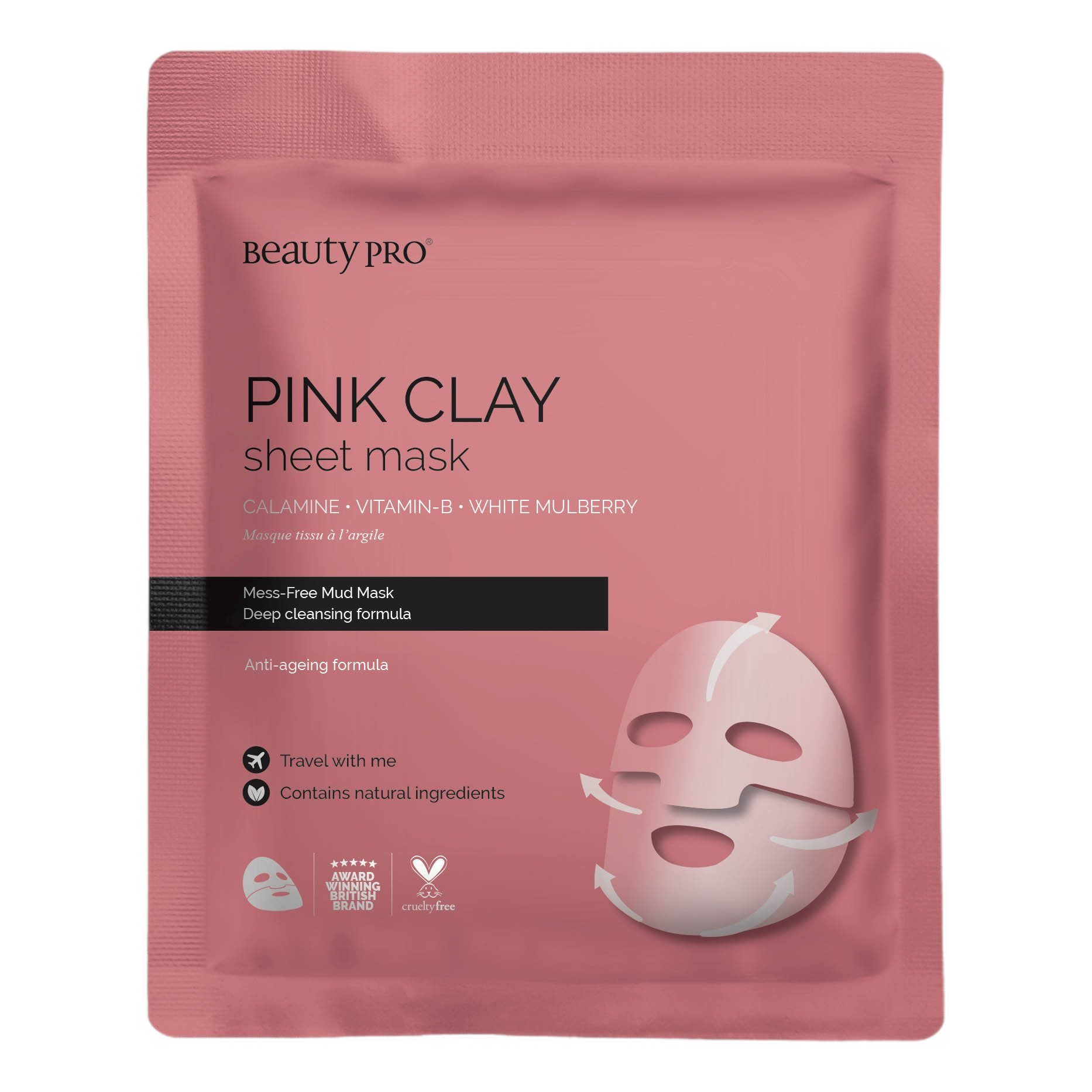 Bilde av Beauty Pro Pink Clay Sheet Mask Ansiktsmask