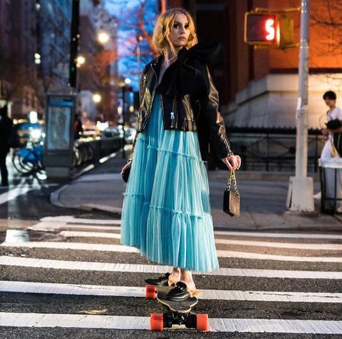 'Reu_Cares' in the Mayfair Tulle Dress in Artic Blue from Autumn Winter 2020 - Photographed by instagrams #catchmeifstevecan, New York, USA - April 2020