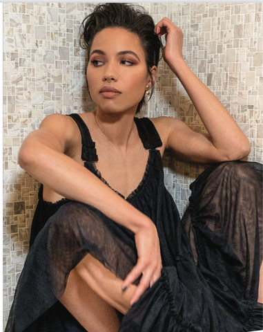 Actor Jurnee Smollett in the Mayfair Tulle Dress (in Midnight) | Styled by Cristina Wasserman | Photographed by Boris Brenman in New York - June 2020