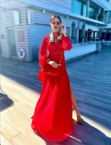 Estefania Soto Torres, Puerto Rican Public Figure wearing the Belgravia Smocked Maxi Dress | Photography - Alberto Gonzalez | Styling - Davis Carrasquillo -  March 2021