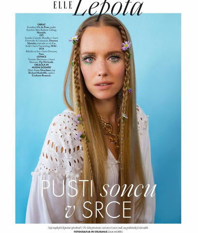 Elle Magazine (Slovenia) featuring the Pimlico Hand Cutwork Shirt | Photography&Styling - Julia Morris | Model - Annelot de Waal | Hair - Jennifer Covington-Bowers | Make Up - Michelle Coursey - July 2021