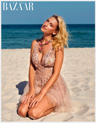 Harpers Bazaar (Vietnam) featuring the Cambridge Embroidered Tulle Dress | Photography - Dina Zhulii | Styling - Zana | Muse - Zuzana Adam | Jewellery - Erickson Beamon | Location: Miami Beach, USA - October 2021