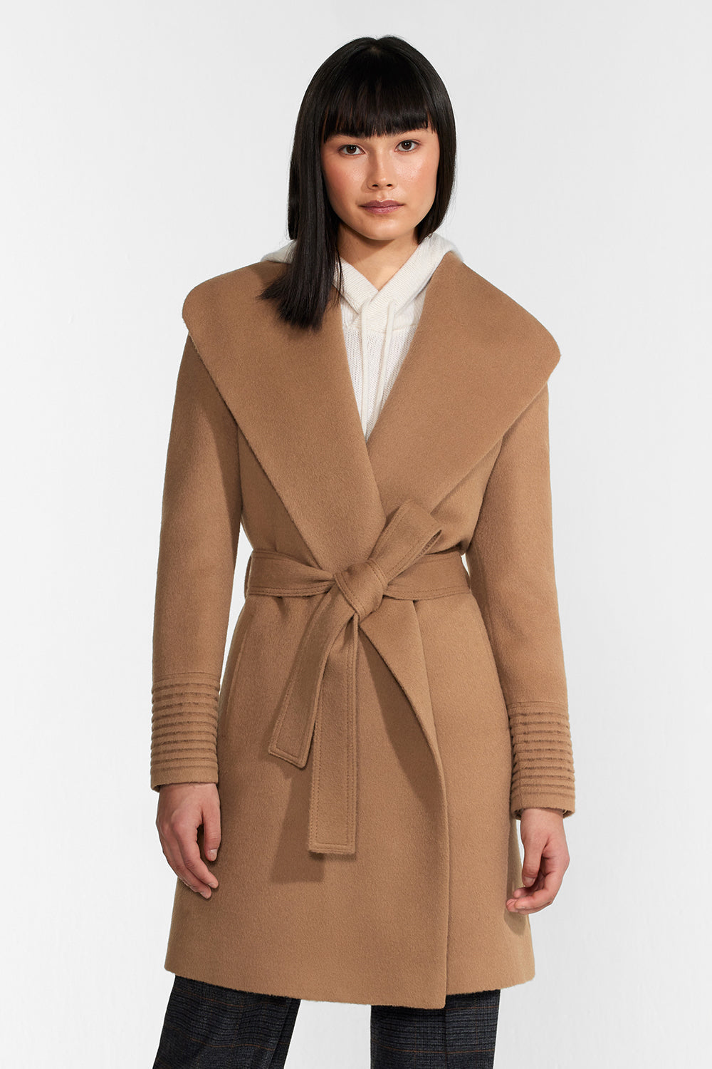 Mid Length Shawl Collar Wrap Coat – SENTALER