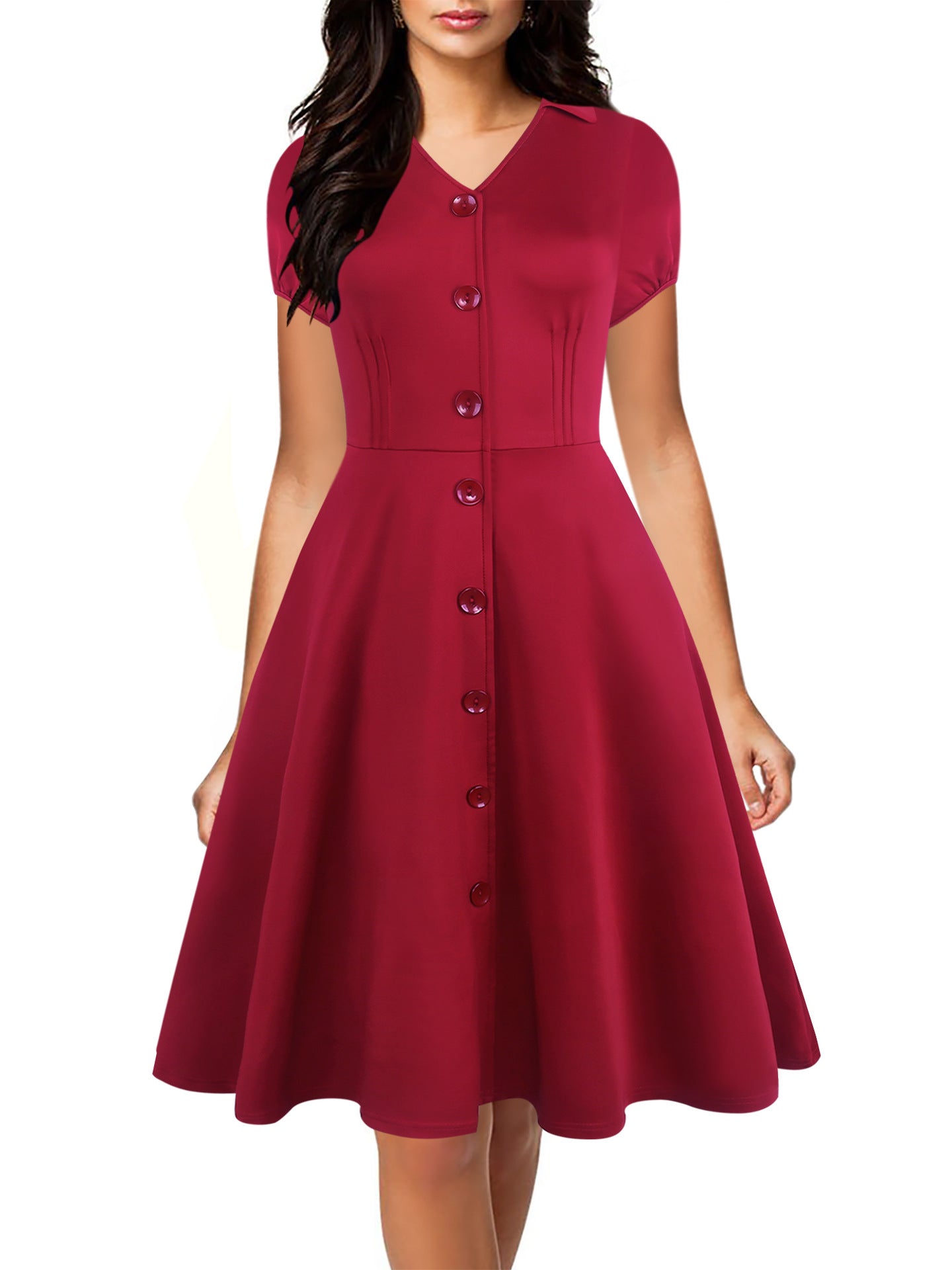 button down flare dress
