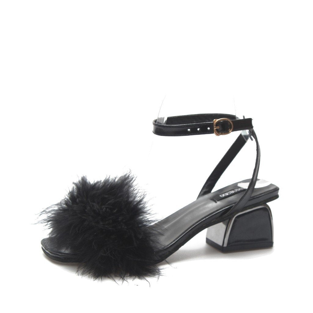 black fur strap heels