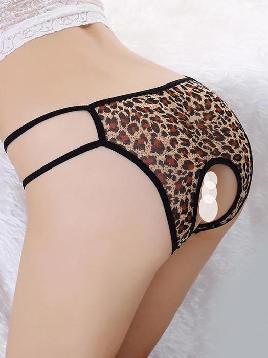 Leopard Print Crotchless Hipster Cutout Panty THE