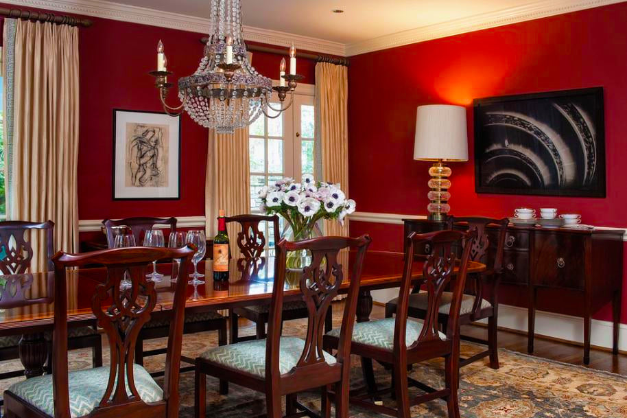 Red Dining Room - M.S. Vicas Interiors 
