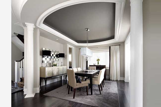 Dining room with gray color theme