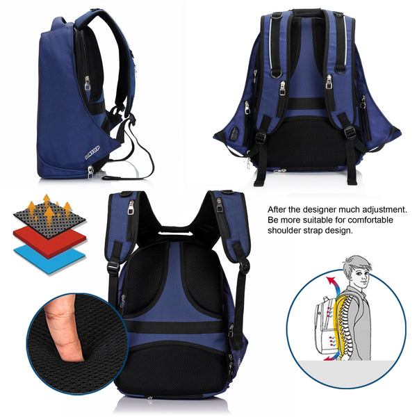 Suntop Anti-Theft TechShield USB Backpack (Blue)