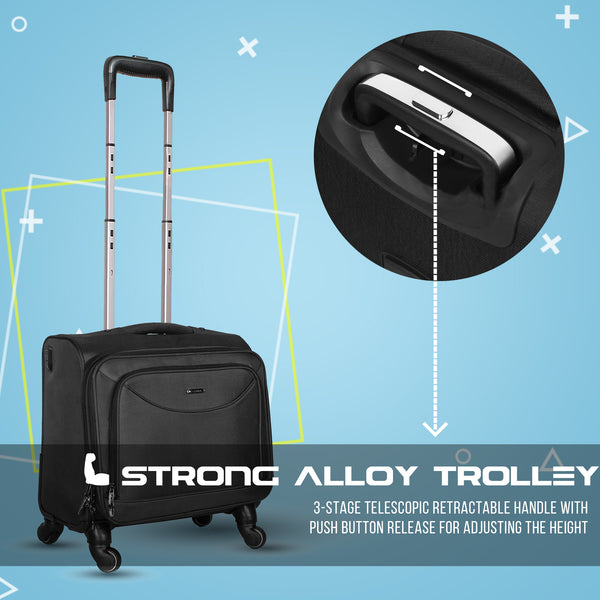 Suntop Tech Wheelie USB Laptop Trolley Bag with 360 Degree Rotating 4 Wheels (Black Color)